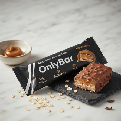 SingleBar Proteinriegel Milky-Caramel-Crisp. Ein mix aus MiklyWay und Twix